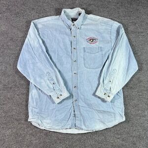Vintage Outrageous Sports Shirt Mens XL Blue Denim Florida School of Photography